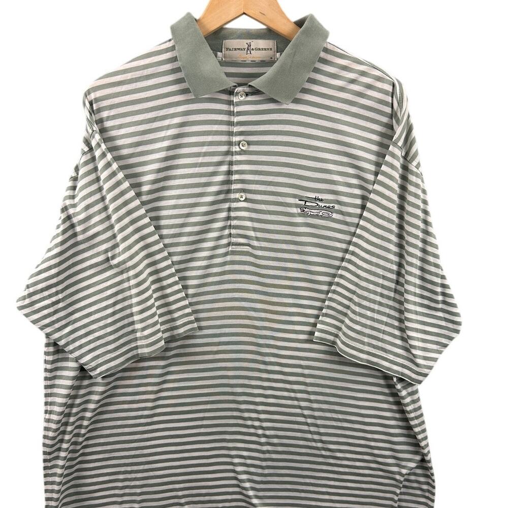 Fairway & Greene Striped Golf Polo The Dunes Men’s XL Mercerized Cotton